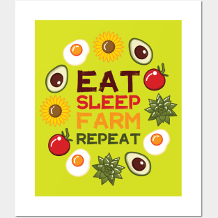 Eat Sleep Farm Repeat | Lime Green Posters and Art